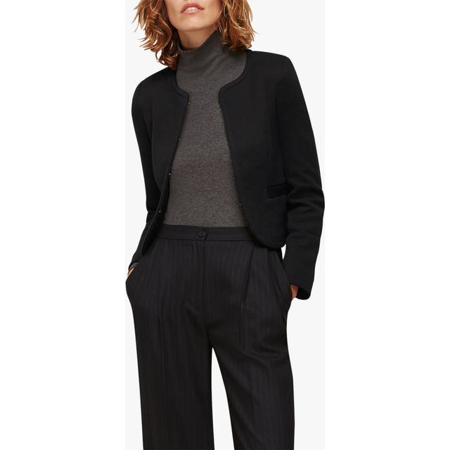 Whistles Collarless Jersey Jacket, Black