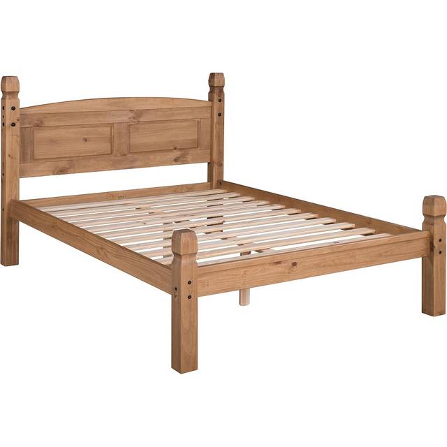 Mercers Furniture Corona 5'0" Low Foot End King Size Bed Frame Solid Pine With Mexican Styling, Brown