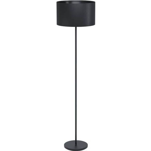 EGLO golvlampa Maserlo, 1 ljuskälla textil golvlampa, golvlampa av stål och tyg, färg: matt nickel, cappuccino, guld, sockel: E27, inkl. Fotbrytare