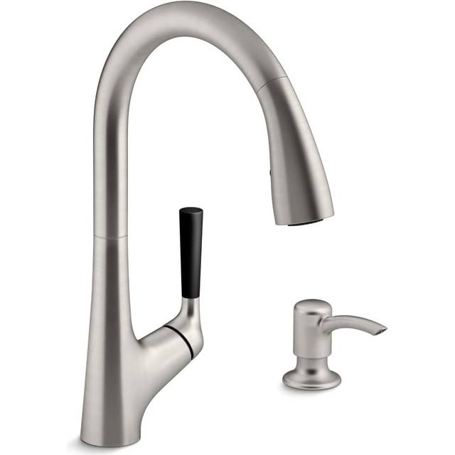 Kohler K-R562-SD-VS Malleco Pull-Down Kitchen Sink Faucet with Soap/Lotion Dispenser  Vibrant Stainless