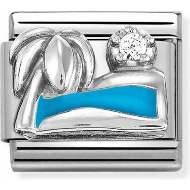 Nomination Classic Silver Enamel and CZ Palm Tree with Sea Travel &amp