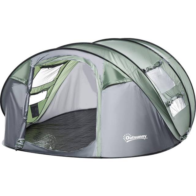 Outsunny 4-5 Person Family Pop-up Waterproof Camping Tent w/ 2 Mesh Windows & PVC Windows Portable Carry Bag | TJ Hughes