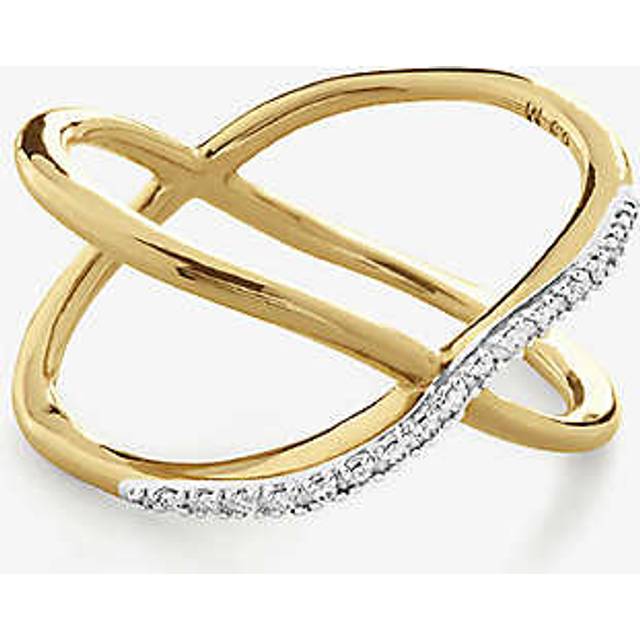 Monica Vinader Kiss Diamond Cross Over Ring, Gold