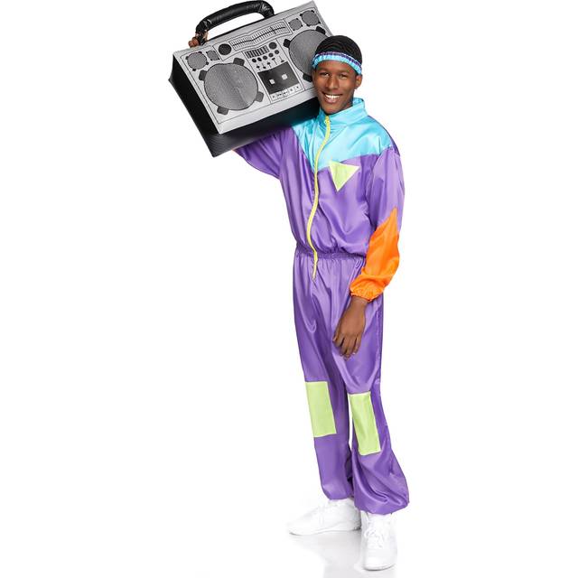 Awesome 80s Track Suit Costume for Men - Blue&#47;Green&#47;Purple (M/L)