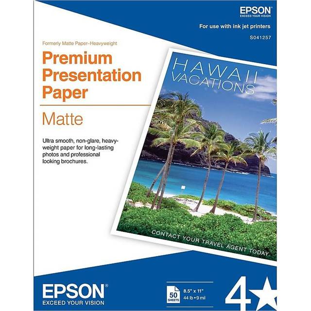 Epson Heavyweight 8.5x11 Matte Paper  50 Sheets (S041257)