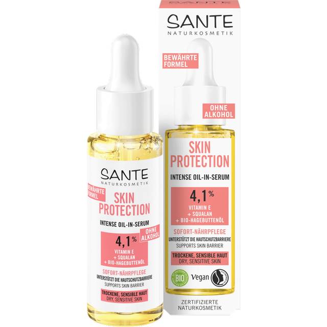 BIO-serum SKIN PROTECТ for protection of dry and sensitive skin of the face with vitamin E, squalane and rosehip oil SANTE 30 ml