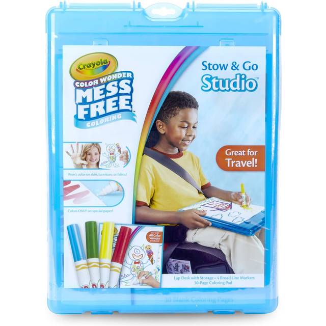 Crayola Color Wonder Stow & Go  Mess Free Coloring  at Home Activities for Kids  Gift  34 Piece  Blue