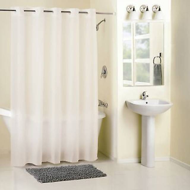 "Hookless Full Length 2-in-1 Chlorine-Free PEVA Shower Curtain with Flex-On Rings for Easy Installation  71"""" x 74""""  Water-Repellent  Easy Install  Fr"