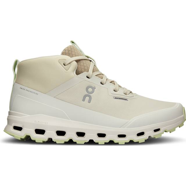 ON RUNNING Cloudroam Waterproof Ice Limelight High Top Trainers Size: 3, Colour: Beige Fabric