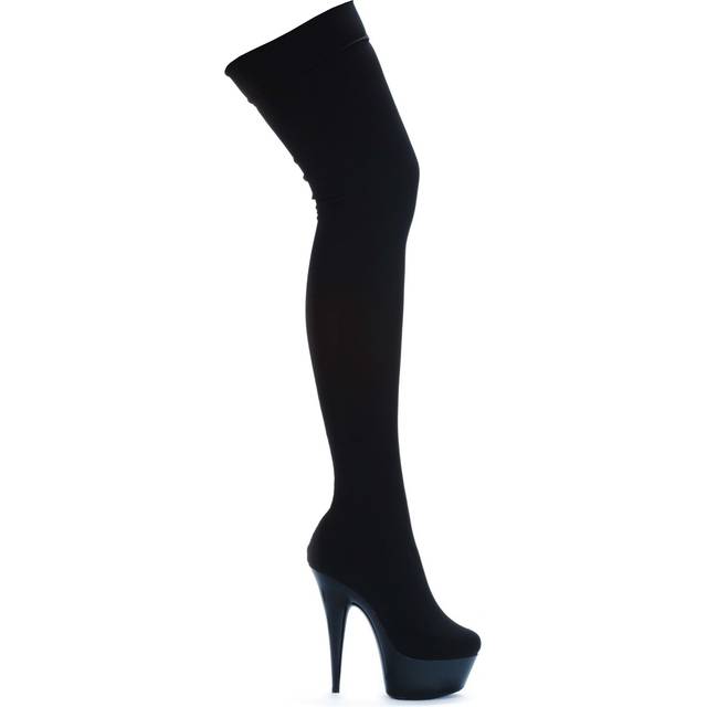 Black Stretch Lycra Thigh High Women's Boots (10)