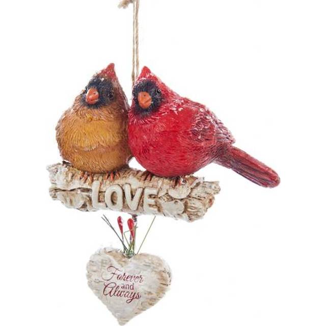 Kurt Adler D1784 4.5Cardinals On Birch Branch Resin Ornament