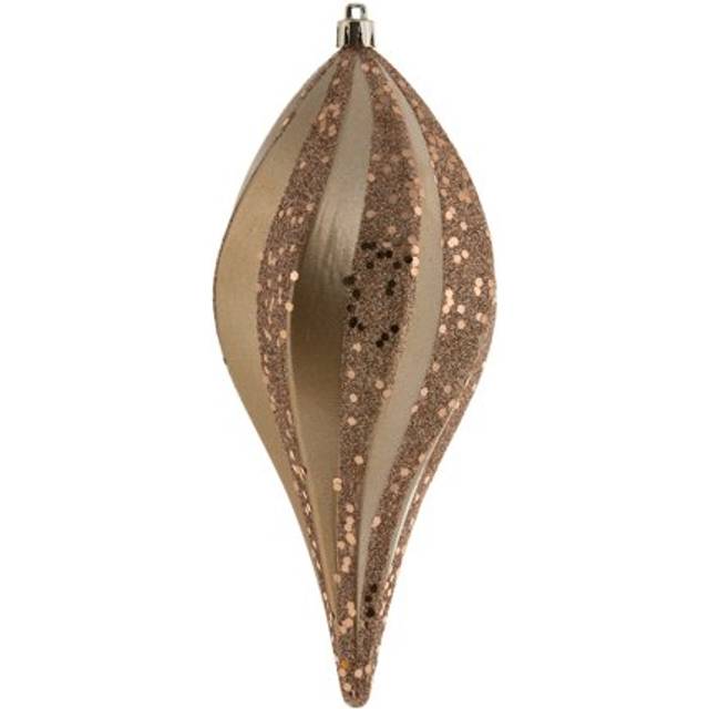 Vickerman N189580DCV 8 in. Candy Swirl UV Drop Christmas Ornament, Cafe Latte - Set of 3