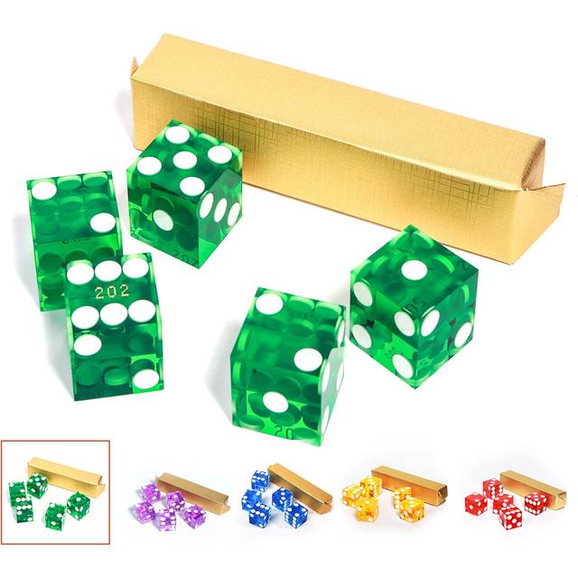 GSE Games & Sports Expert AAA Grade 19mm Pro Vegas Casino Style Craps Dice Set of 5 with Razor Sharp Edges & Matching Serialized Numbers for