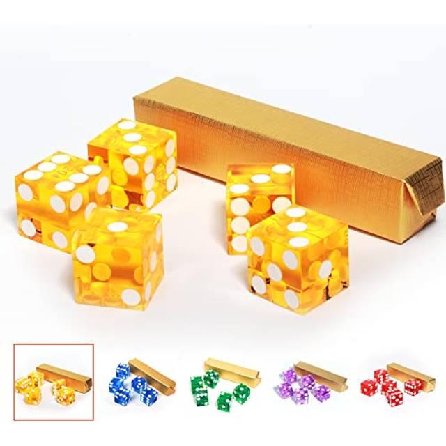 GSE Games & Sports Expert AAA Grade 19mm Pro Vegas Casino Style Craps Dice Set of 5 with Razor Sharp Edges & Matching Serialized Numbers for