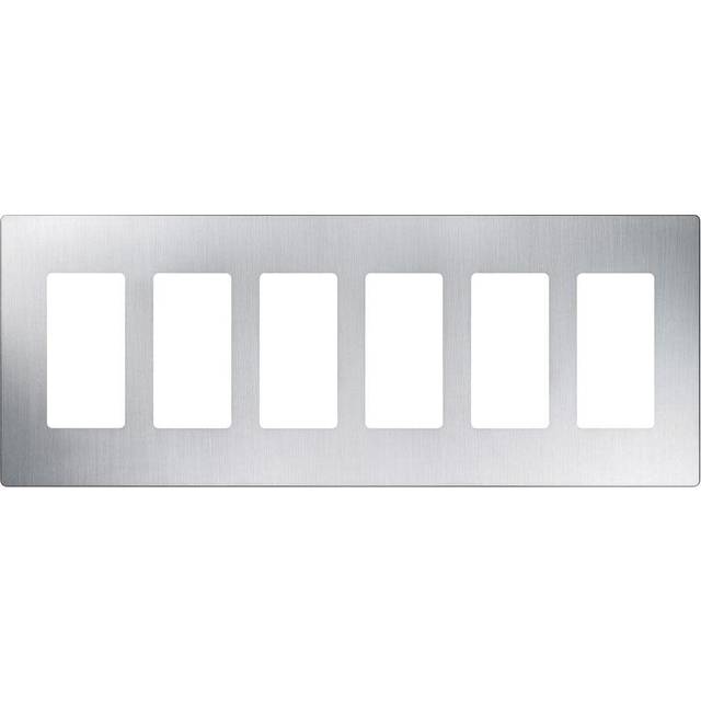 Lutron Claro 6 Gang Decorator/Rocker Wallplate  Stainless Steel (1-Pack) | CW-6-SS