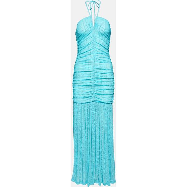Ganni Stretch Lace Halter Neck Dress Dam Maxiklänningar Stl. 40 - Från Magasin - Blue Curacao (40)