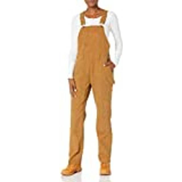 Dickies Women's Duck Double Front Bib Overalls  Rinsed Brown Duck  XL