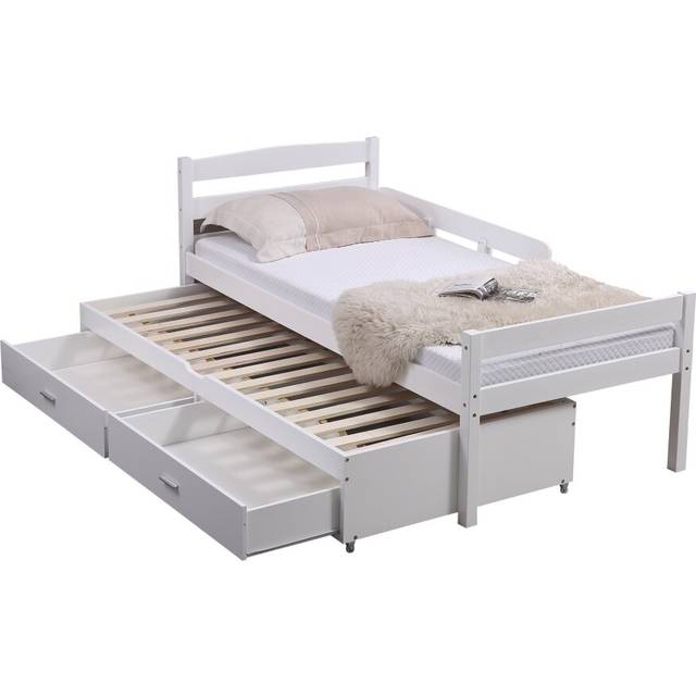 (White) Children's Captain Bed with Trundle and Drawers