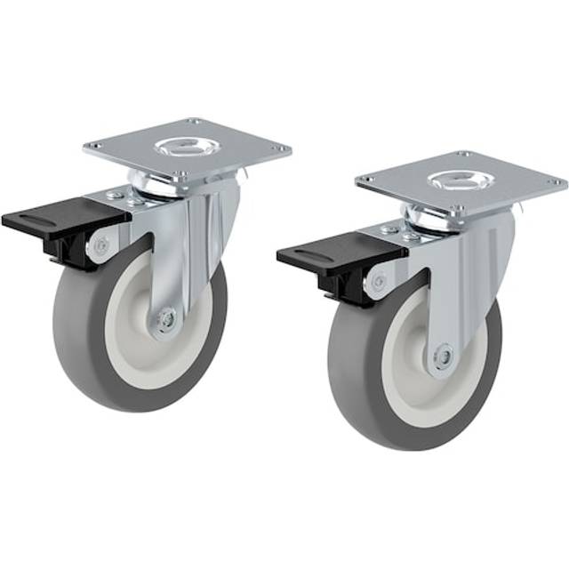 RILL Braked castor, grey, 75 mm