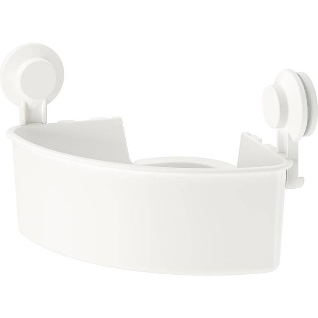 TISKEN Corner shelf unit with suction cup, white