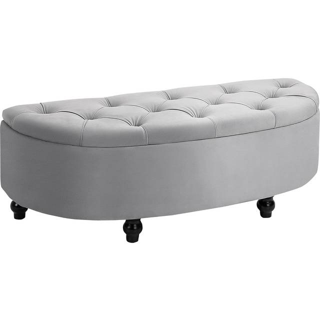 HOMCOM Semi-Circle Storage Ottoman Bench Tufted Upholstered Accent