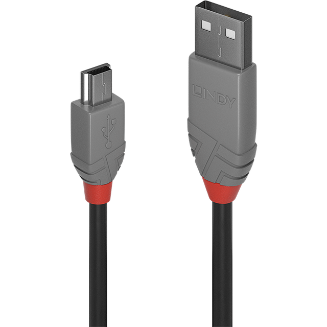 Lindy 3m USB 2.0 Type A to Mini-B Cable, Anthra Line