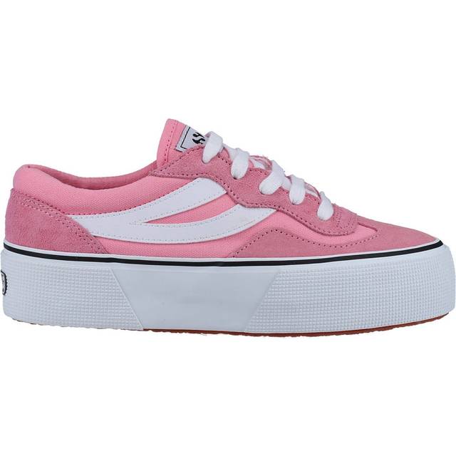 Women's Superga 3041 Revolley Colorblock Platform Leather Women's Pink/White Trainers - Size: 4