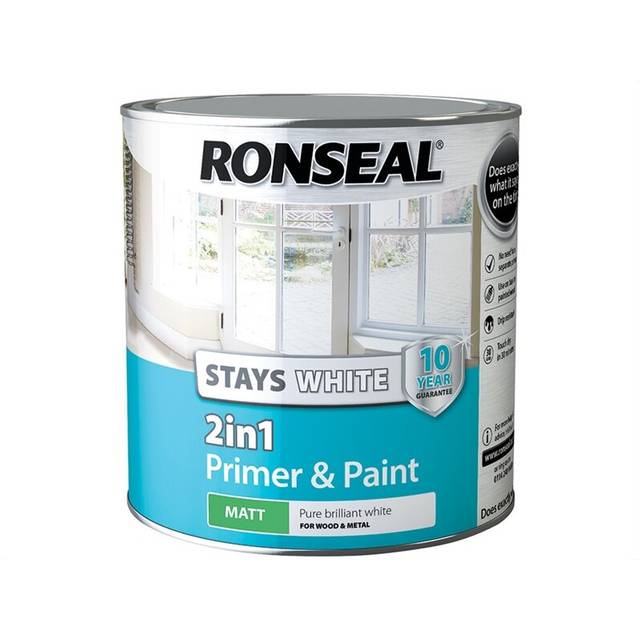 Ronseal Stays White 2in1 Paint & Primer Matt 2.5L