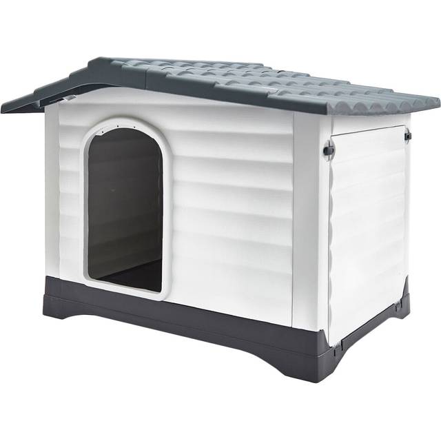 HugglePets Blue Plastic Premium XL Raised Base Roof Dog Kennel - 111 x 84 x 80cm