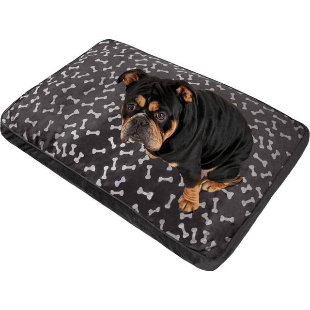 Dog Bed Pet Large Cushion Pad Charcoal Bone Removable Cover Non-Slip Backing - M/L