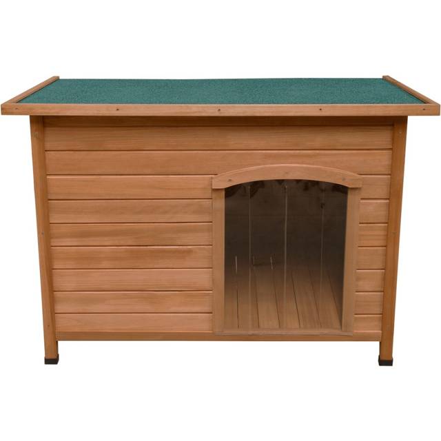 MonsterShop Large Wooden Dog Kennel - Brown