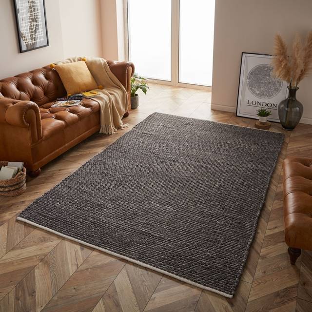 Homemaker Savannah Charcoal 80X150 Rug, Black