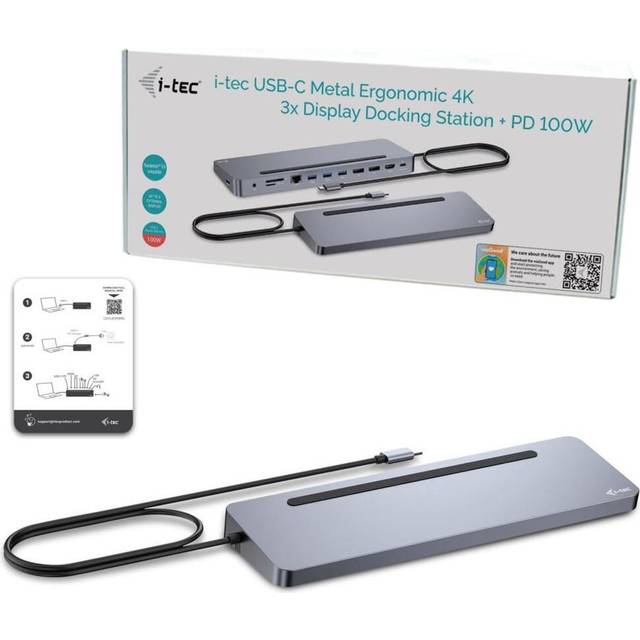 i-tec USB-C Metal Ergonomic 3x 4K Display Docking Station + Power Delivery 100 W