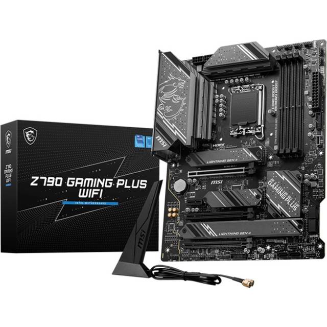 MSI Z790 GAMING PLUS WIFI moderkort, ATX – stöder Intel Core-processorer med 12:a, 13:e och 14:e Gen, LGA 1700 – DDR5 Memory Boost 7200 MHz/OC, 1 x PCIe 5,0 x16, 4 x M.2 Gen4, 2,5 G LAN, Wi-Fi 6E