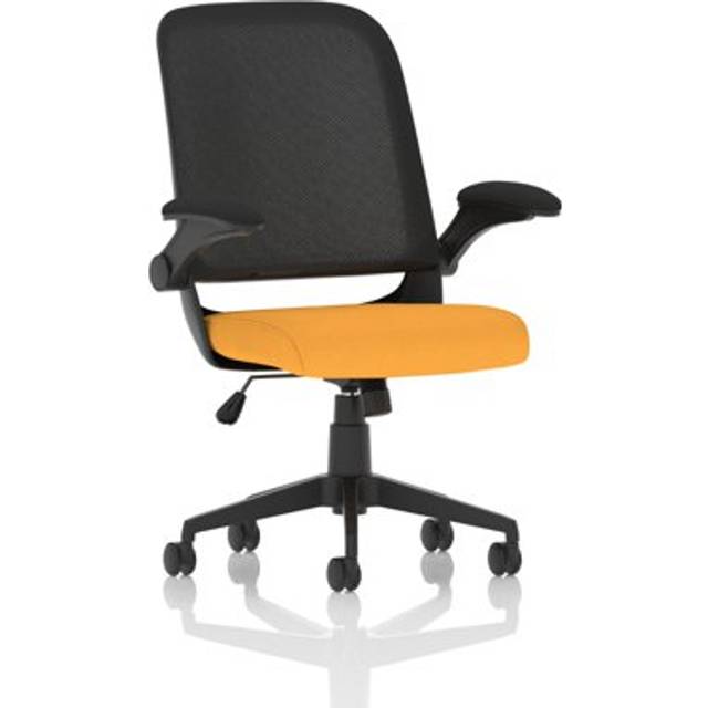 Crew Task Operator Fabric Seat Senna Yellow Mesh Chair Folding Arms