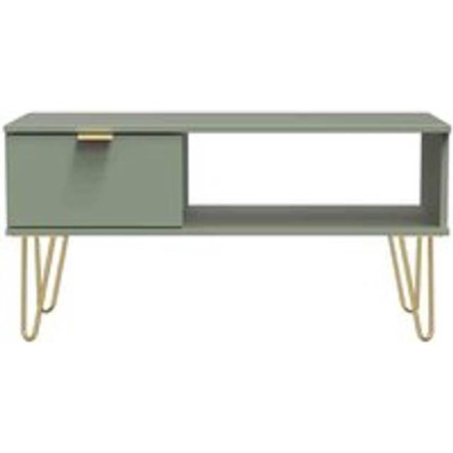 Ready Assembled Hirato 1 Drawer Coffee Table -Reed Green, Green