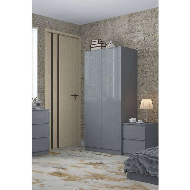 FWStyle Stora 2 Door Grey Gloss Wardrobe