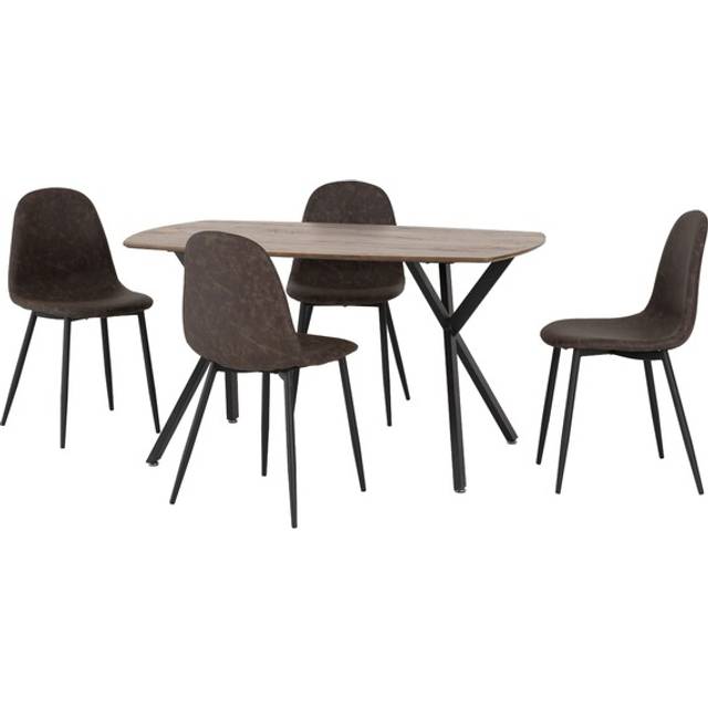 Seconique Athens Rectangular Dining Set - Medium Oak Effect/Brown Pu, Brown