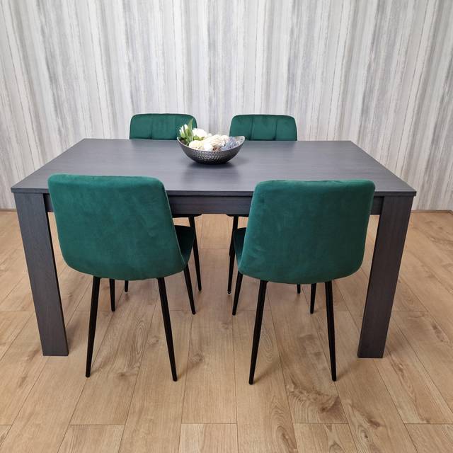 Portland 4 Seater Dining Set Dark Grey and Green