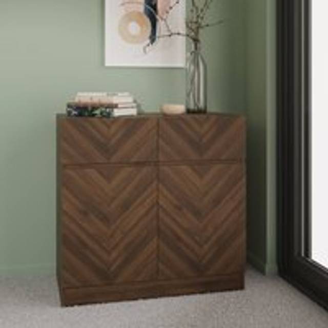 GFW Catania 2 Door 2 Drawer Royal Walnut Compact Sideboard - Brown - 39 x 79 x 76cm
