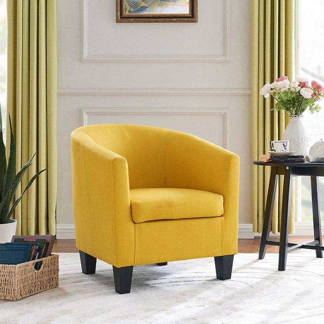 Home Detail Canberra Mustard Fabric Tub Chair, Yellow