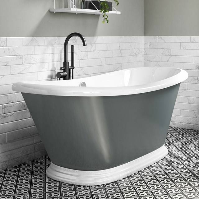 Voda - 1770mm Traditional Grey Freestanding Bath - Boat By Design