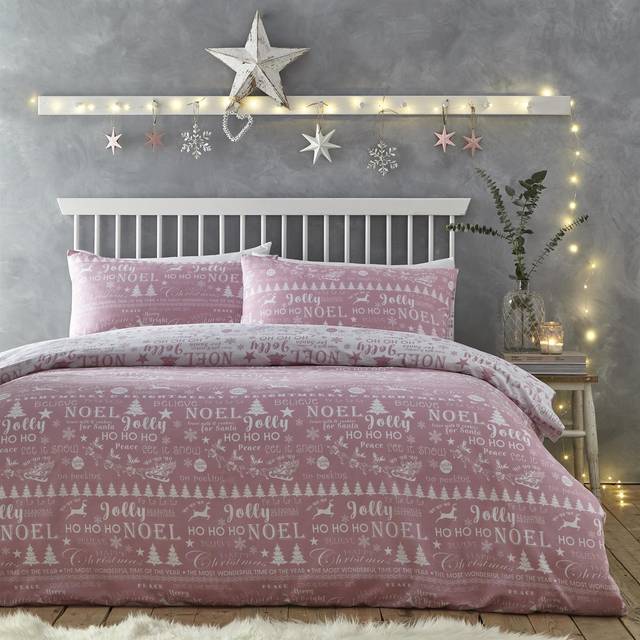 (King, Pink) Charlotte Thomas Jolly Christmas Duvet Cover Set Xmas Bedding Set