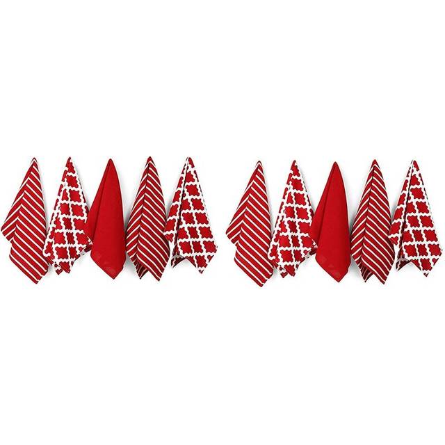 Penguin Home Premium 100% Pure Cotton Red Tea Towel For Kitchen Set Of 10 - 65 X 45Cm, Red