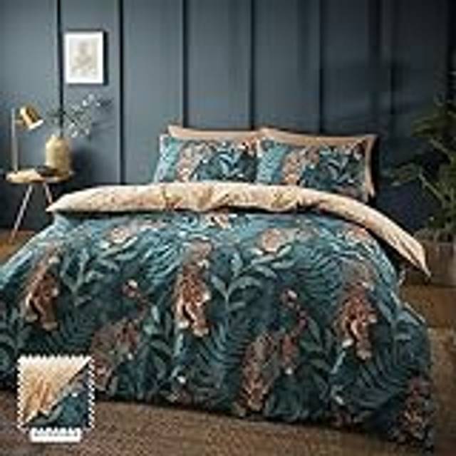Tropic Tiger Leaf Duvet Cover Set - Green (Double - 2 Pillowcase)