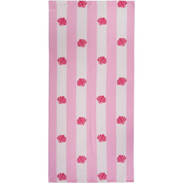 Dreamscene Shell Stripe Print Beach Towel - Blush - Pink