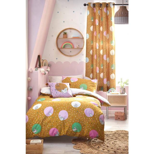 Peter Rabbit Dotty Spotted Reversible Duvet Cover Bedding Set Ochre - Yellow