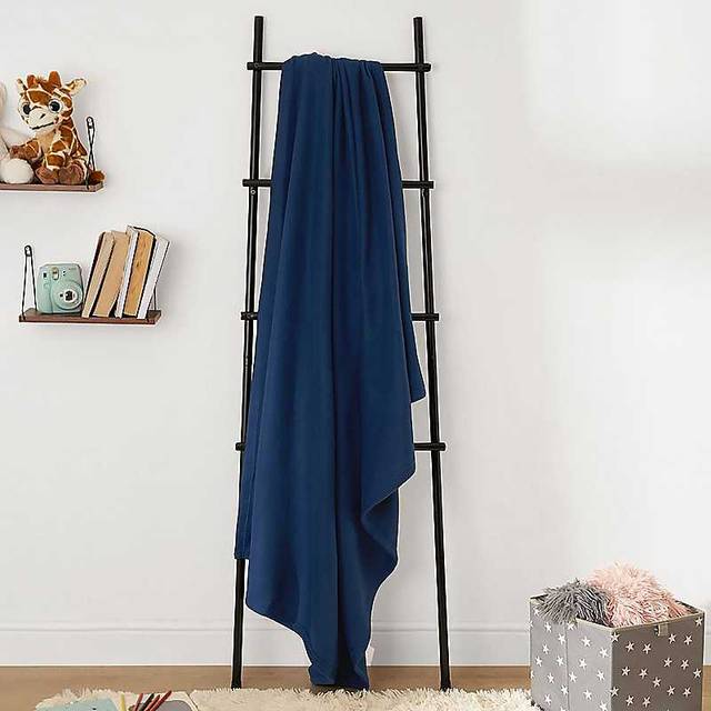 OHS Plain Fleece Throw, Navy - 120 x 150cm - Blue
