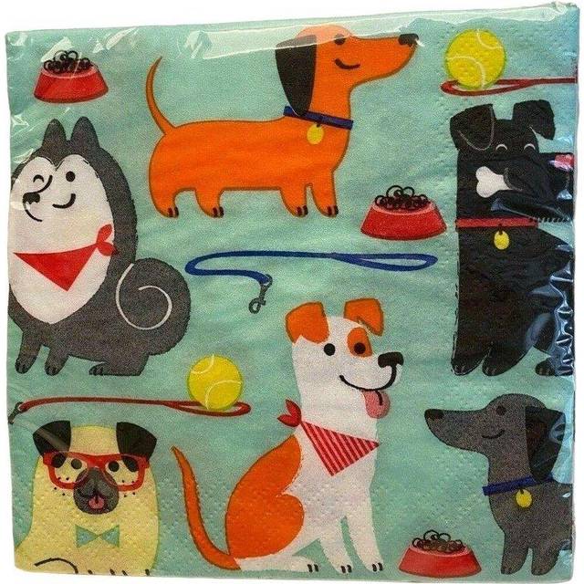 Creative Party Cute Dogs Napkins (Pack of 16) One Size black