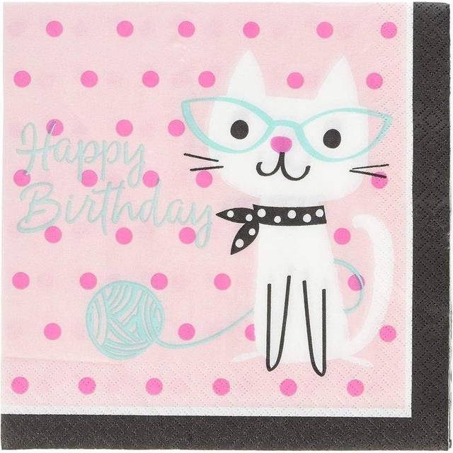 Creative Party Cute Cats Happy Birthday Napkins (Pack of 16)